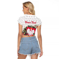 Poland Christmas Raglan Cropped T Shirt Dziadek Mroz With Wreath - Wonder Print Shop