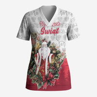 Poland Christmas Scrub Top Dziadek Mroz With Wreath - Wonder Print Shop