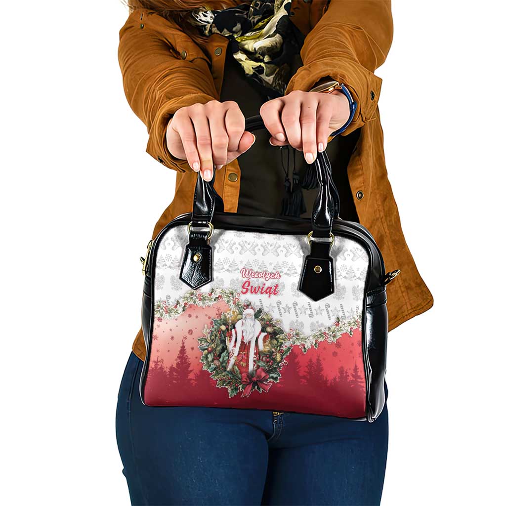 Poland Christmas Shoulder Handbag Dziadek Mroz With Wreath - Wonder Print Shop