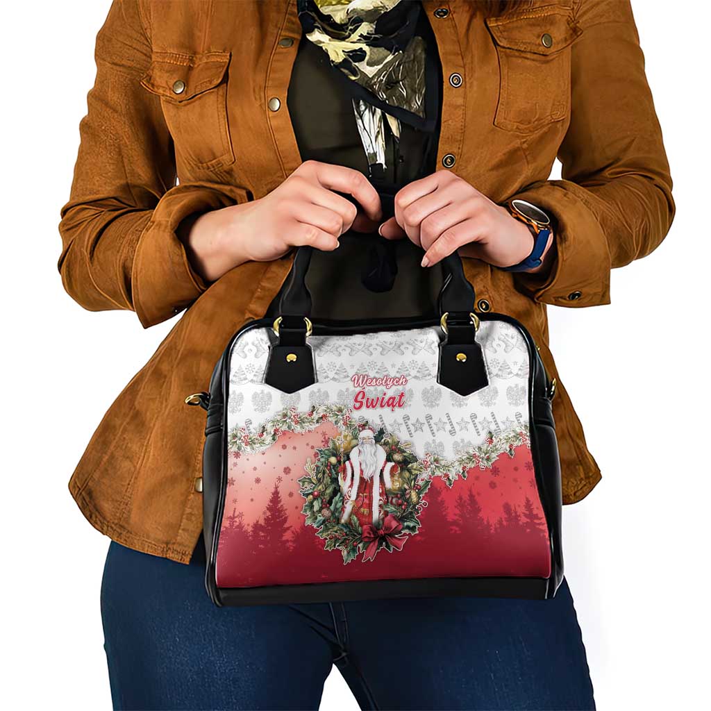 Poland Christmas Shoulder Handbag Dziadek Mroz With Wreath - Wonder Print Shop