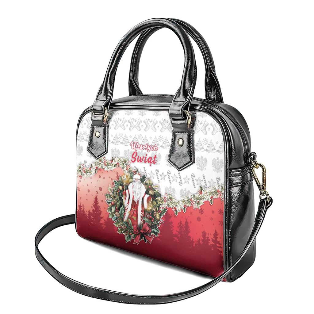 Poland Christmas Shoulder Handbag Dziadek Mroz With Wreath - Wonder Print Shop