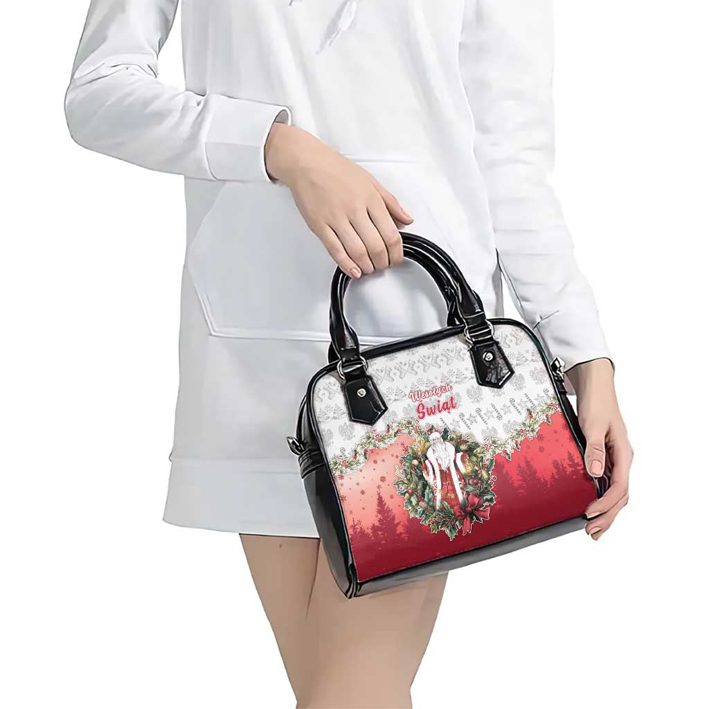 Poland Christmas Shoulder Handbag Dziadek Mroz With Wreath - Wonder Print Shop