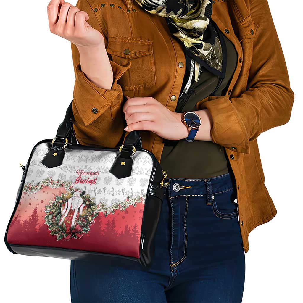 Poland Christmas Shoulder Handbag Dziadek Mroz With Wreath - Wonder Print Shop