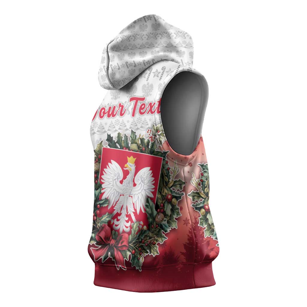 Poland Christmas Sleeveless Hoodie Dziadek Mroz With Wreath - Wonder Print Shop