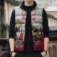 Poland Christmas Sleeveless Puffer Jacket Dziadek Mroz With Wreath - Wonder Print Shop