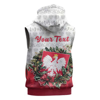 Poland Christmas Sleeveless Zip Hoodie Dziadek Mroz With Wreath - Wonder Print Shop