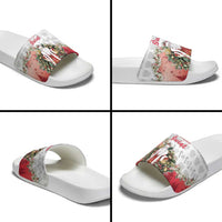 Poland Christmas Slide Sandals Dziadek Mroz With Wreath - Wonder Print Shop