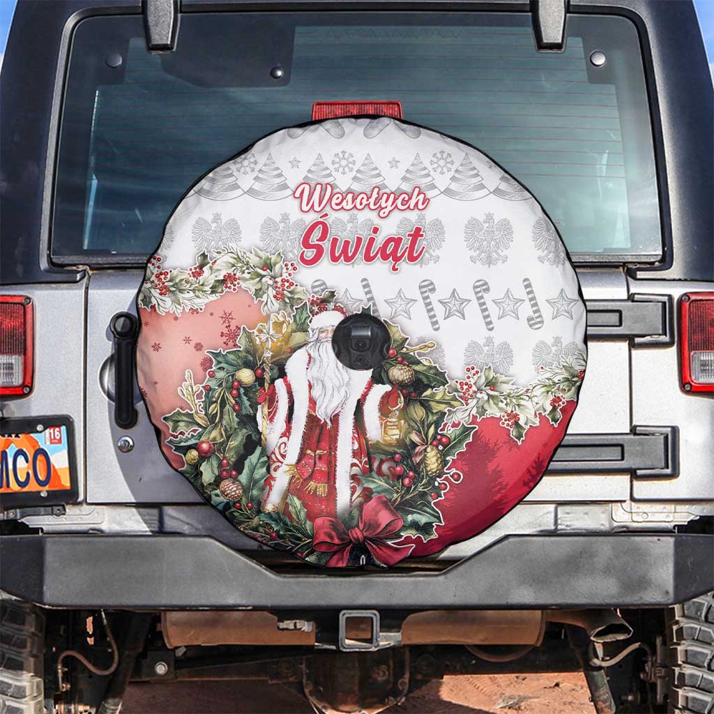 Poland Christmas Spare Tire Cover Dziadek Mroz With Wreath - Wonder Print Shop