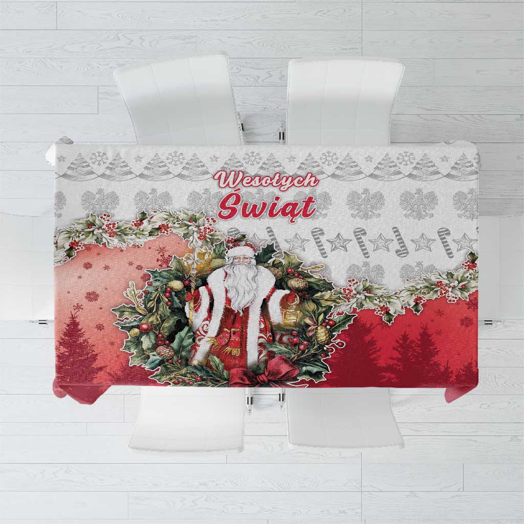Poland Christmas Tablecloth Dziadek Mroz With Wreath - Wonder Print Shop