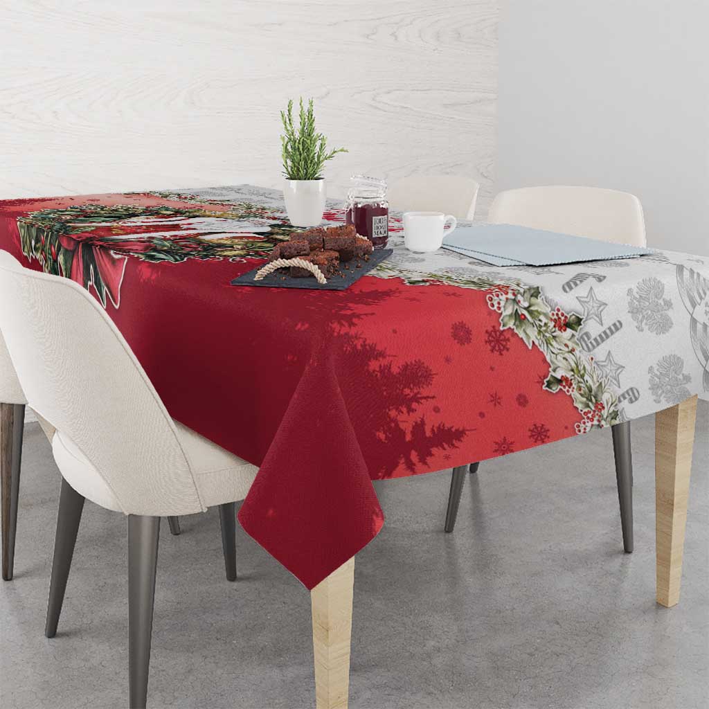 Poland Christmas Tablecloth Dziadek Mroz With Wreath - Wonder Print Shop