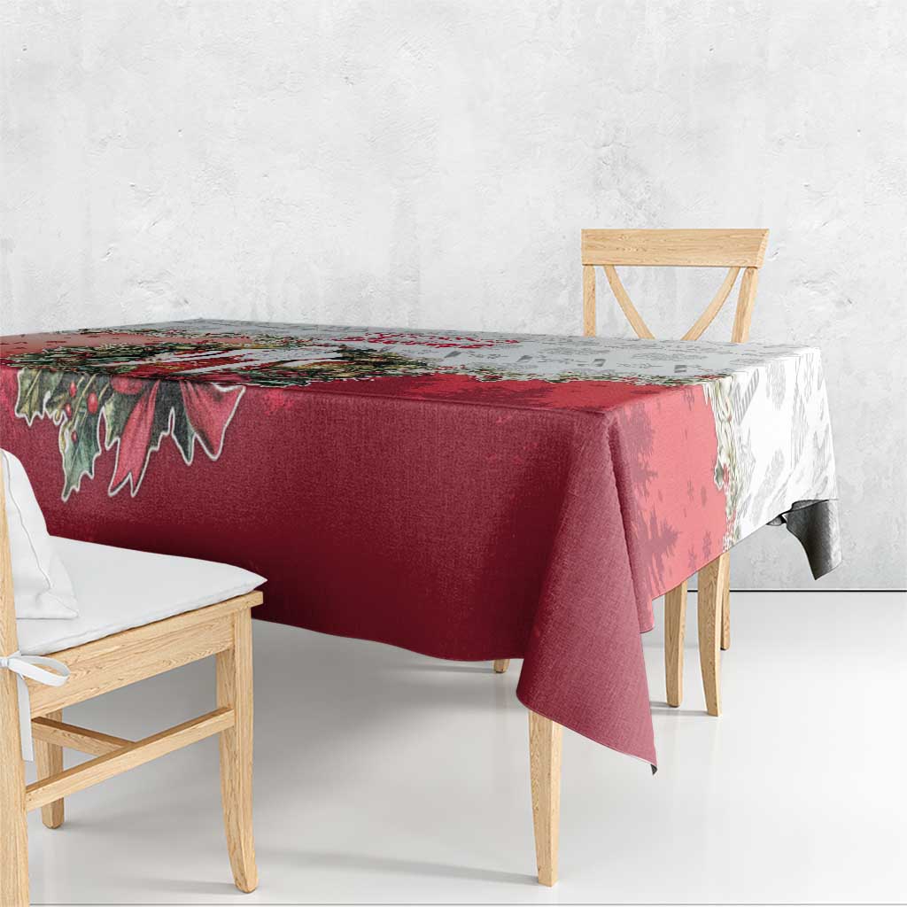 Poland Christmas Tablecloth Dziadek Mroz With Wreath - Wonder Print Shop