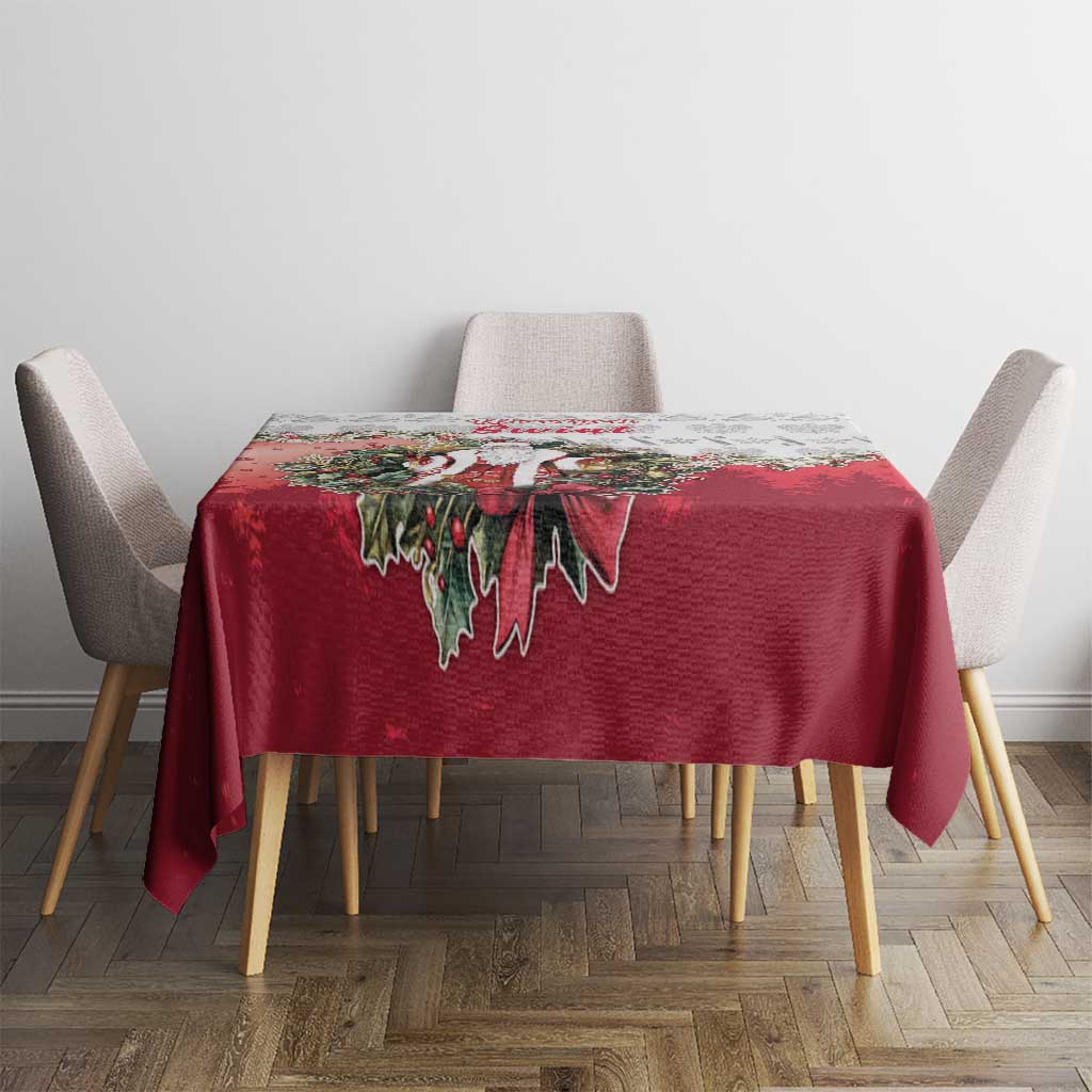 Poland Christmas Tablecloth Dziadek Mroz With Wreath - Wonder Print Shop