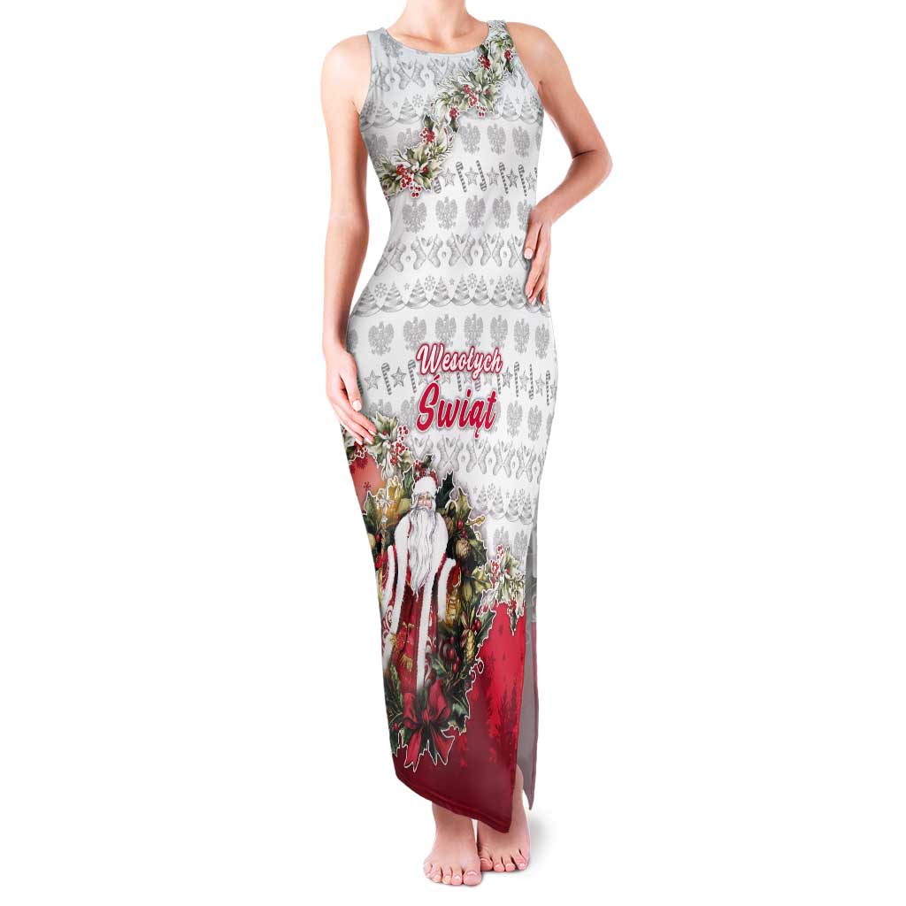 Poland Christmas Tank Maxi Dress Dziadek Mroz With Wreath - Wonder Print Shop