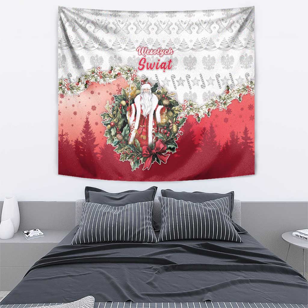 Poland Christmas Tapestry Dziadek Mroz With Wreath - Wonder Print Shop