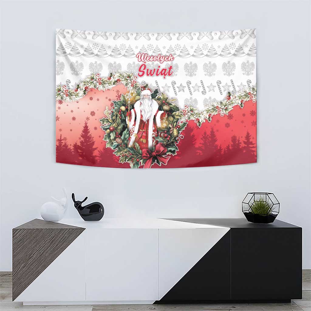 Poland Christmas Tapestry Dziadek Mroz With Wreath - Wonder Print Shop