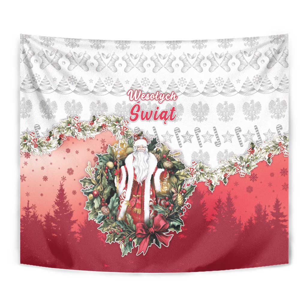 Poland Christmas Tapestry Dziadek Mroz With Wreath - Wonder Print Shop