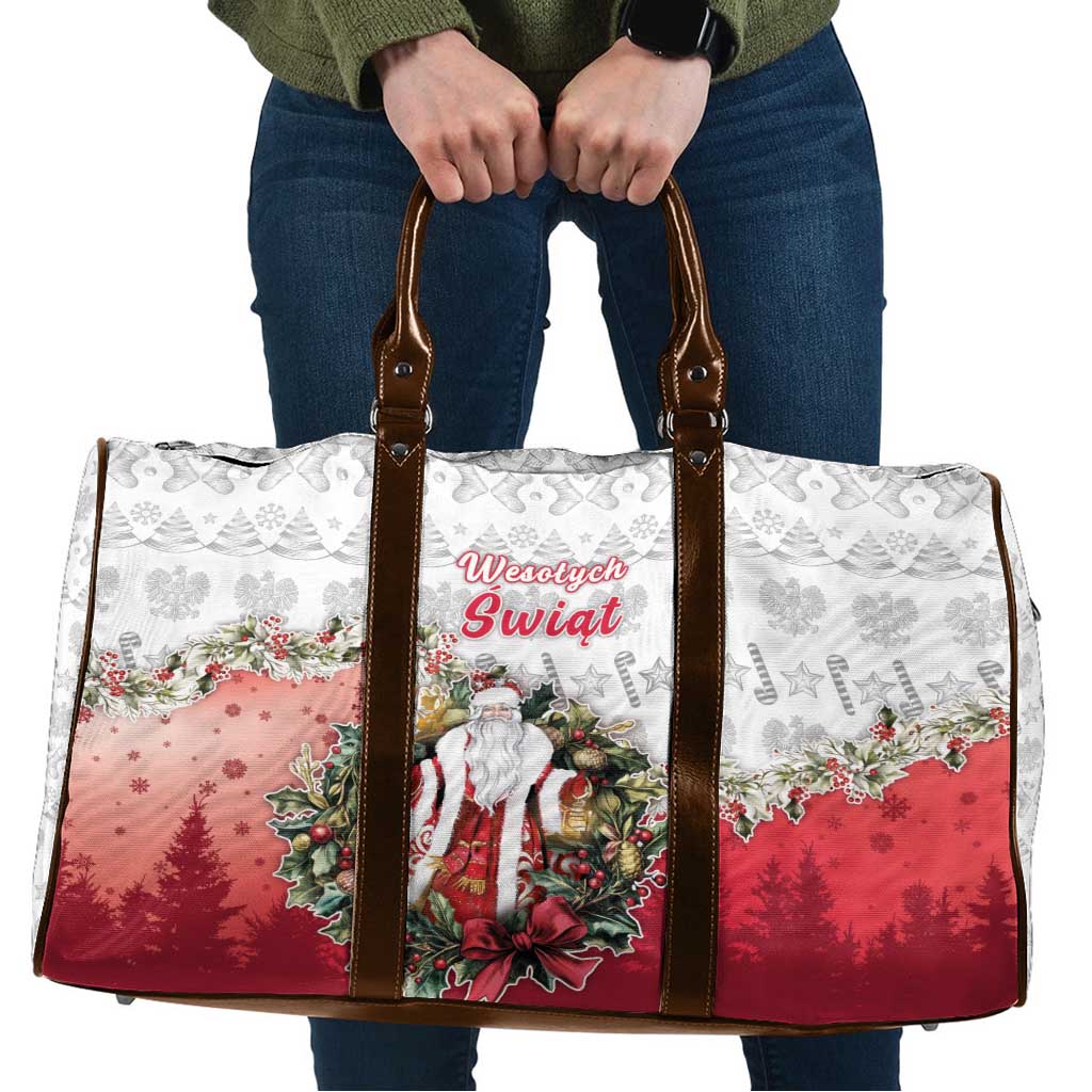 Poland Christmas Travel Bag Dziadek Mroz With Wreath - Wonder Print Shop