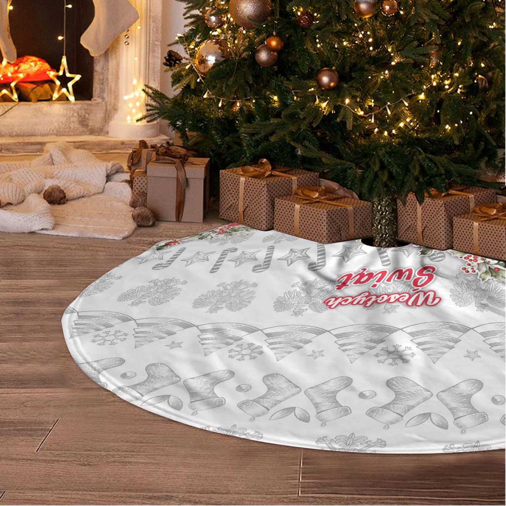 Poland Christmas Tree Skirt Dziadek Mroz With Wreath - Wonder Print Shop