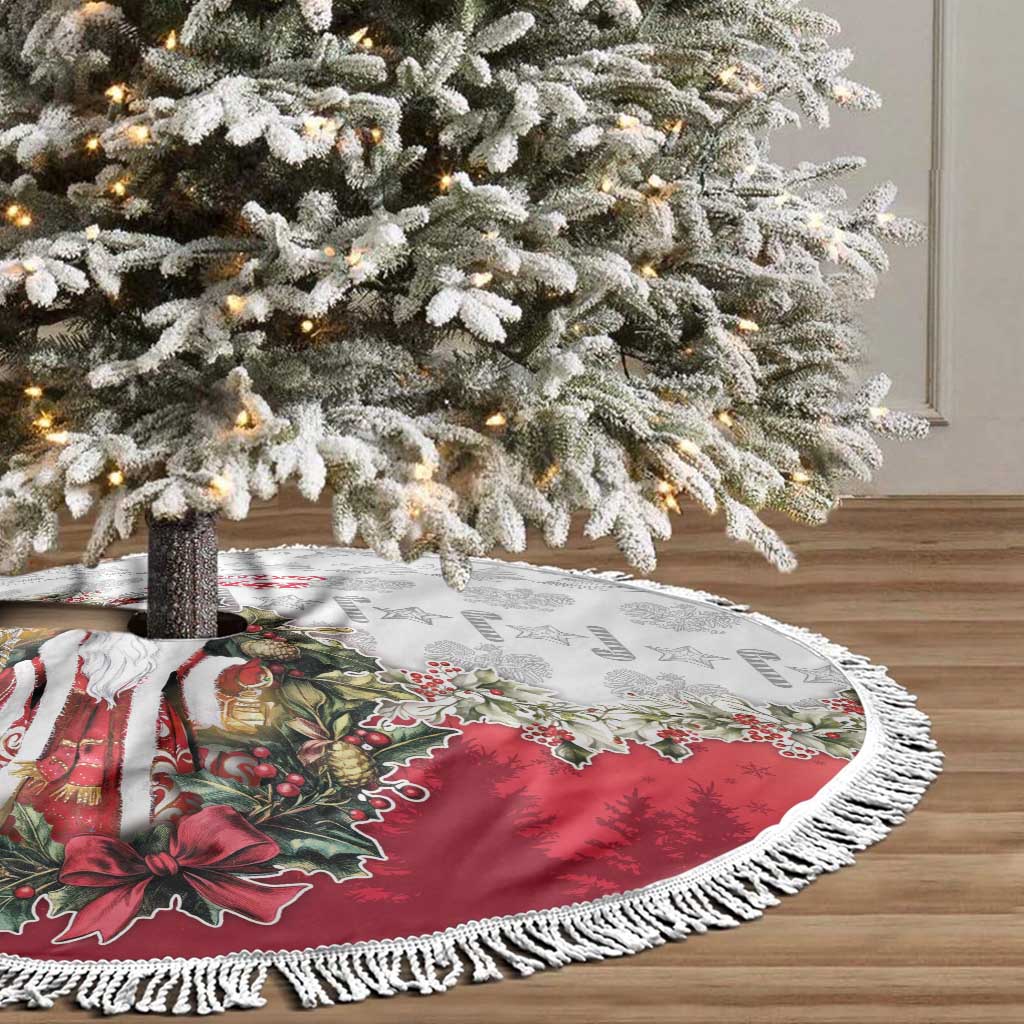 Poland Christmas Tree Skirt Dziadek Mroz With Wreath - Wonder Print Shop
