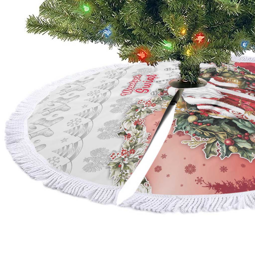 Poland Christmas Tree Skirt Dziadek Mroz With Wreath - Wonder Print Shop