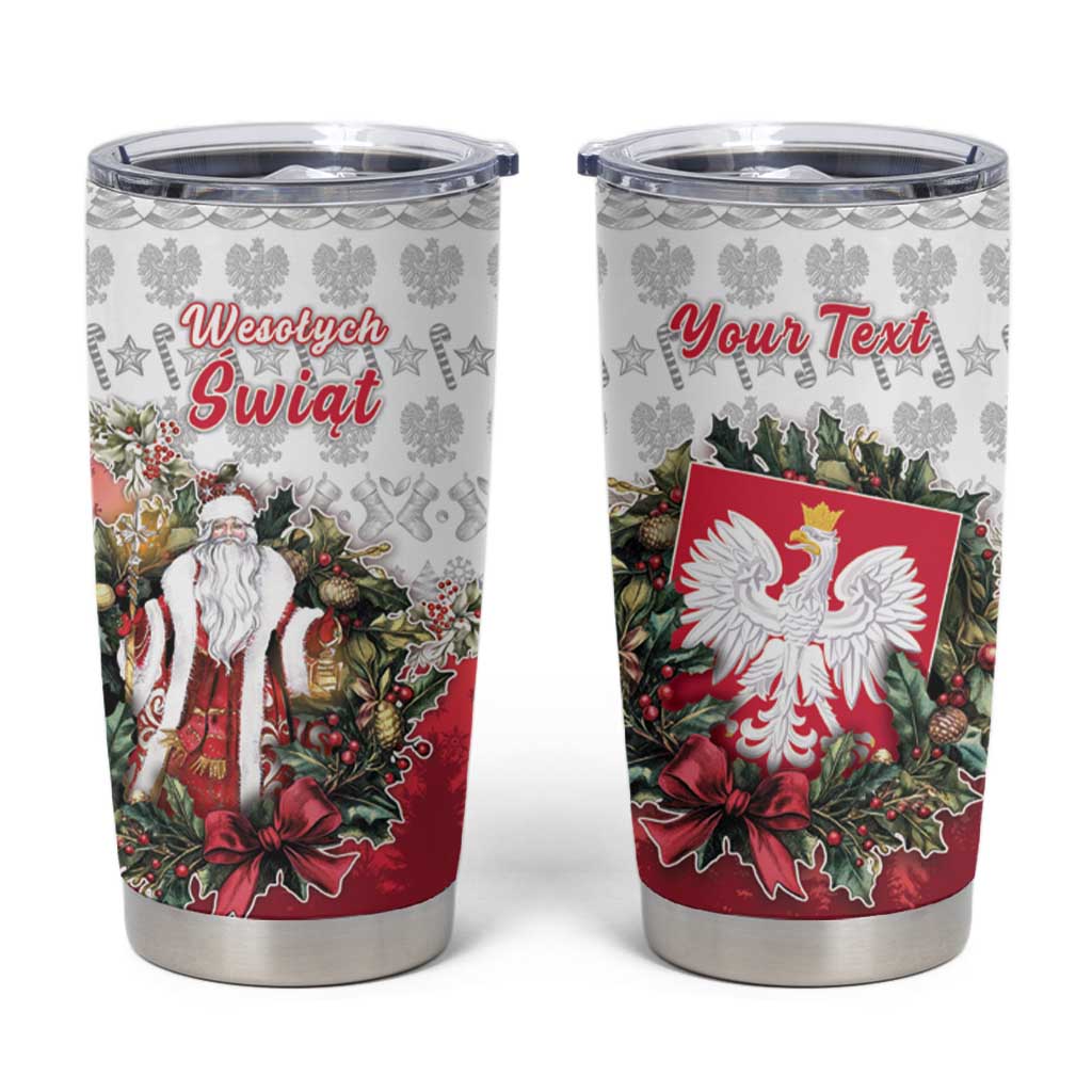 Poland Christmas Tumbler Cup Dziadek Mroz With Wreath - Wonder Print Shop