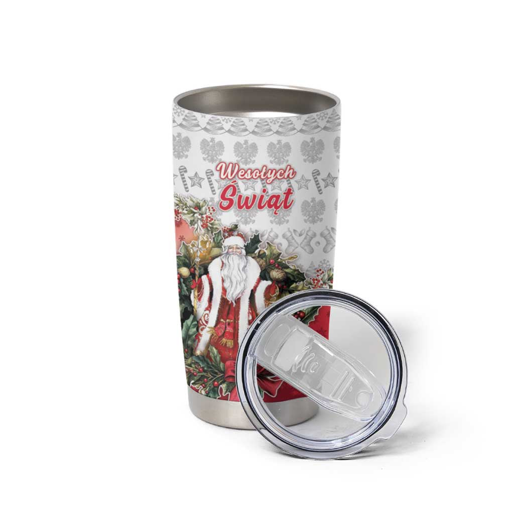 Poland Christmas Tumbler Cup Dziadek Mroz With Wreath - Wonder Print Shop