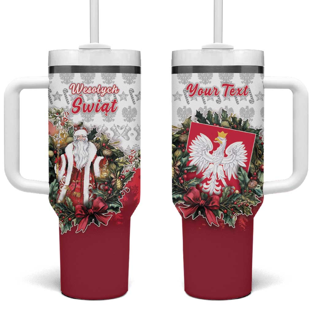 Poland Christmas Tumbler With Handle Dziadek Mroz With Wreath - Wonder Print Shop