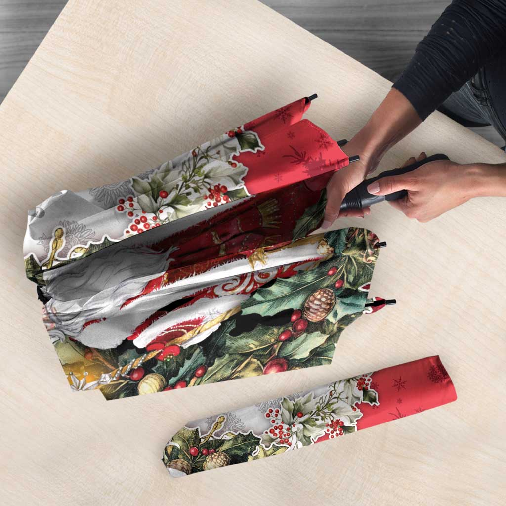 Poland Christmas Umbrella Dziadek Mroz With Wreath - Wonder Print Shop