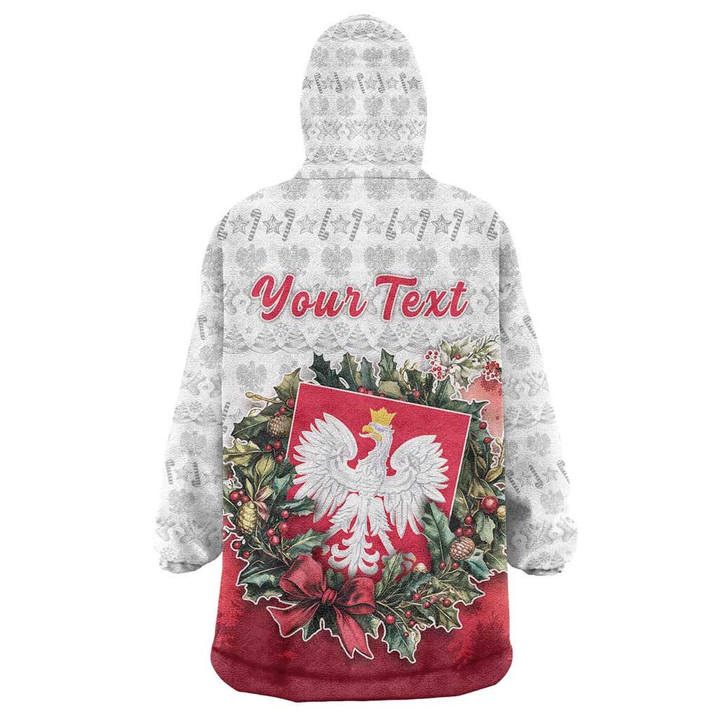 Poland Christmas Wearable Blanket Hoodie Dziadek Mroz With Wreath - Wonder Print Shop