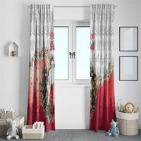Poland Christmas Window Curtain Dziadek Mroz With Wreath - Wonder Print Shop