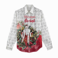 Poland Christmas Women Casual Shirt Dziadek Mroz With Wreath - Wonder Print Shop