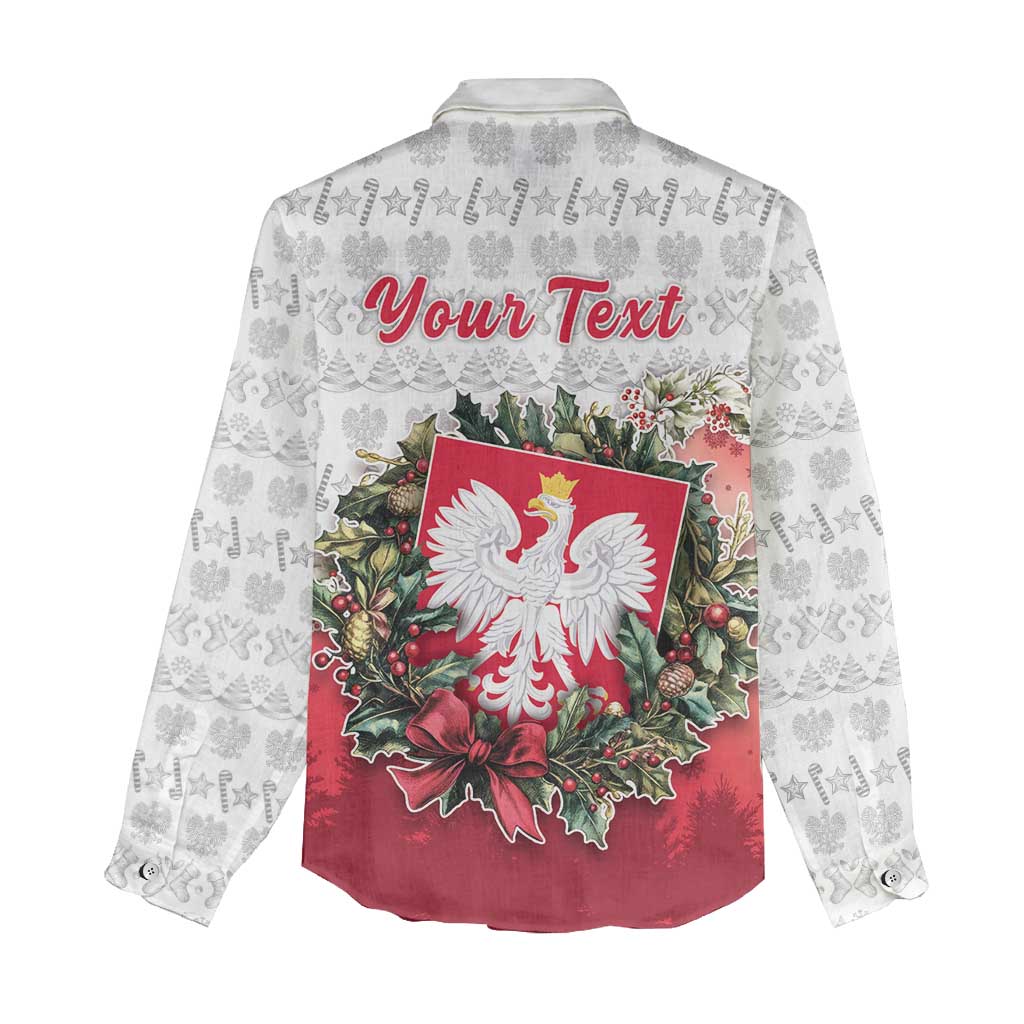 Poland Christmas Women Casual Shirt Dziadek Mroz With Wreath - Wonder Print Shop