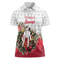 Poland Christmas Women Polo Shirt Dziadek Mroz With Wreath - Wonder Print Shop