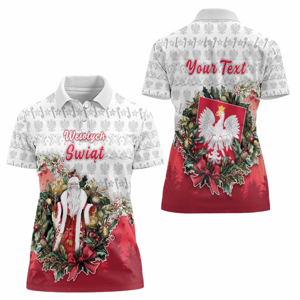 Poland Christmas Women Polo Shirt Dziadek Mroz With Wreath - Wonder Print Shop