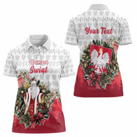Poland Christmas Women Polo Shirt Dziadek Mroz With Wreath - Wonder Print Shop