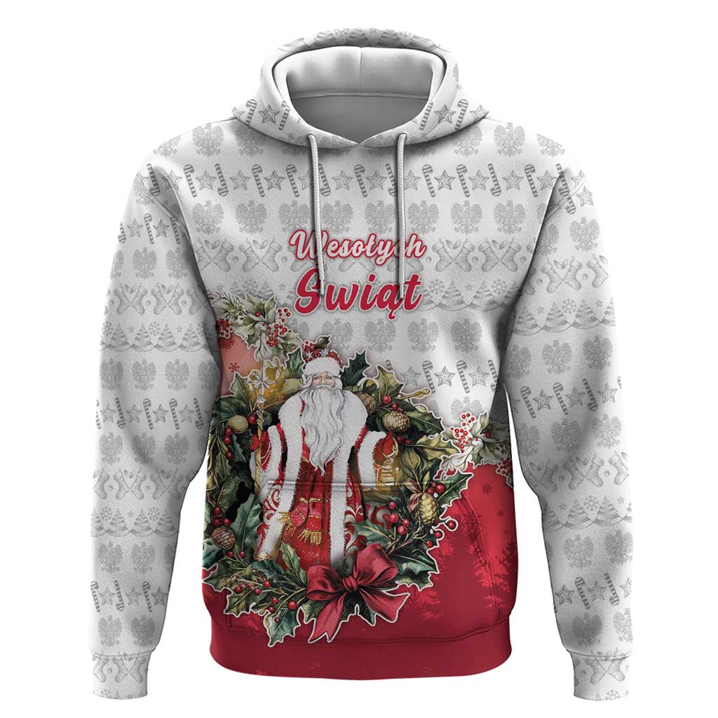 Poland Christmas Zip Hoodie Dziadek Mroz With Wreath - Wonder Print Shop