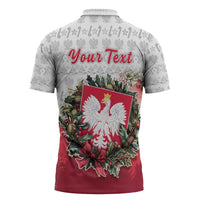 Poland Christmas Zipper Polo Shirt Dziadek Mroz With Wreath - Wonder Print Shop