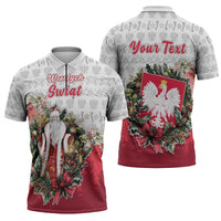 Poland Christmas Zipper Polo Shirt Dziadek Mroz With Wreath - Wonder Print Shop