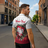 Poland Christmas Zipper Polo Shirt Dziadek Mroz With Wreath - Wonder Print Shop