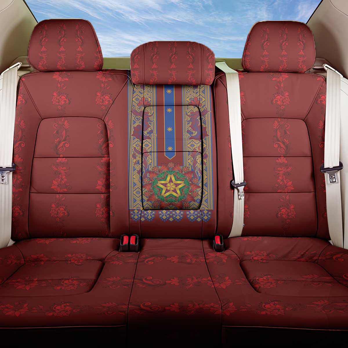 Philippines Christmas Back Car Seat Cover Parol Xmas Barong Style - Wonder Print Shop