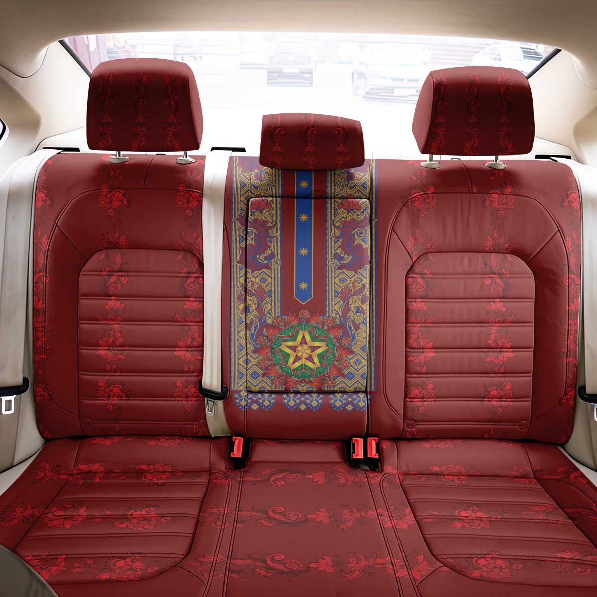 Philippines Christmas Back Car Seat Cover Parol Xmas Barong Style - Wonder Print Shop