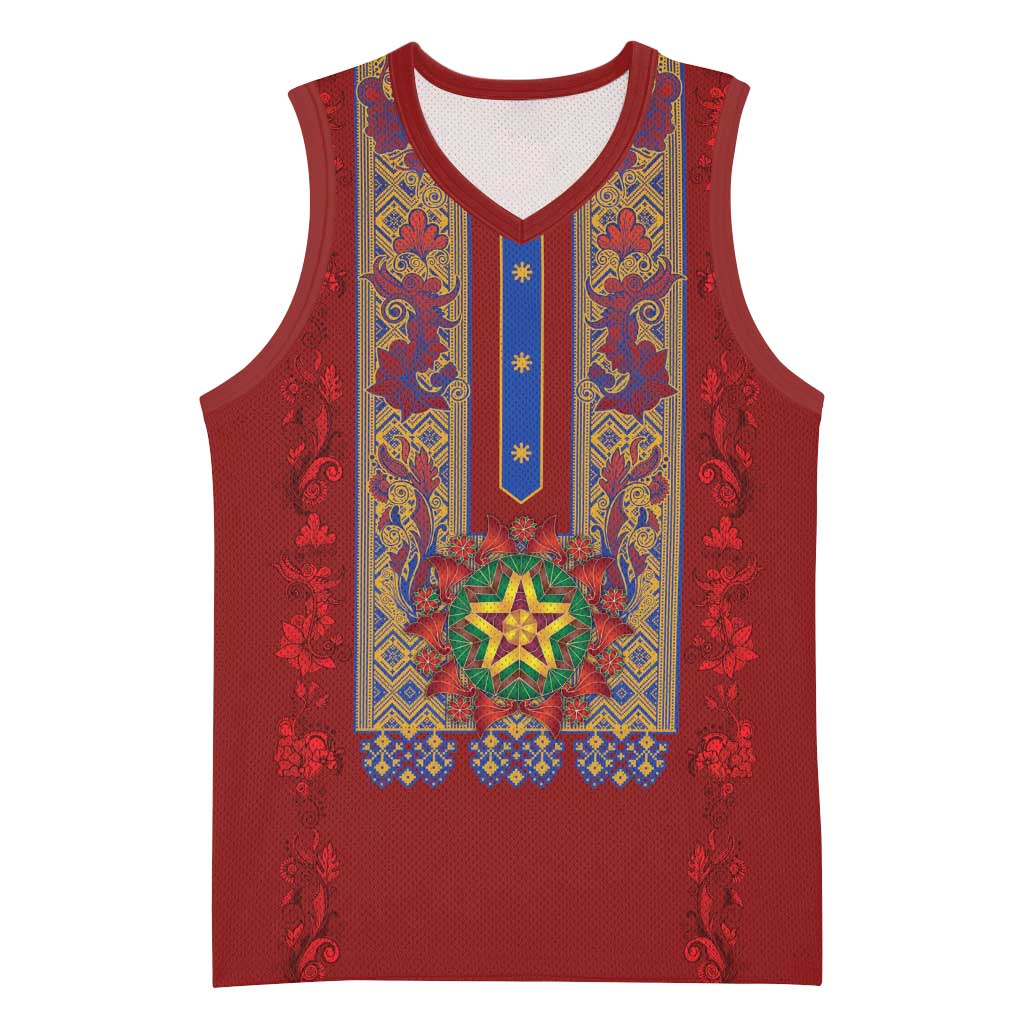 Philippines Christmas Basketball Jersey Parol Xmas Barong Style - Wonder Print Shop