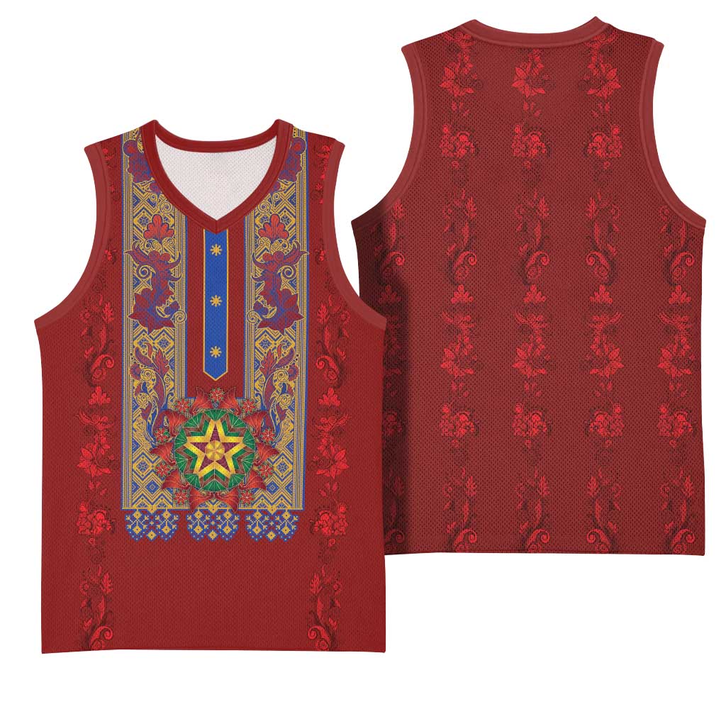 Philippines Christmas Basketball Jersey Parol Xmas Barong Style - Wonder Print Shop