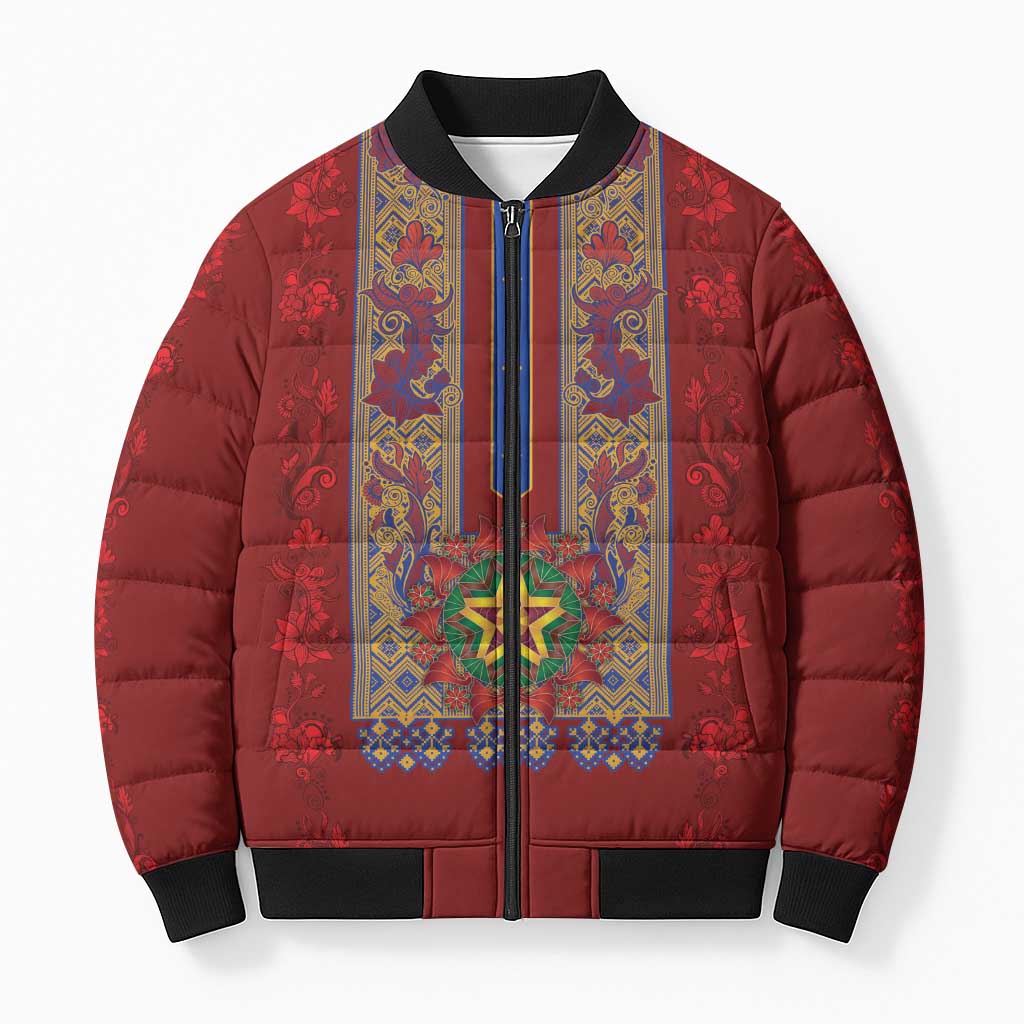 Philippines Christmas Bomber Puffer Jacket Parol Xmas Barong Style - Wonder Print Shop