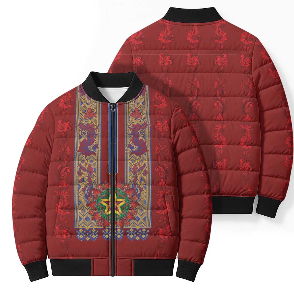 Philippines Christmas Bomber Puffer Jacket Parol Xmas Barong Style - Wonder Print Shop