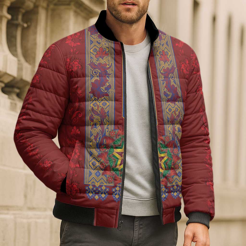 Philippines Christmas Bomber Puffer Jacket Parol Xmas Barong Style - Wonder Print Shop