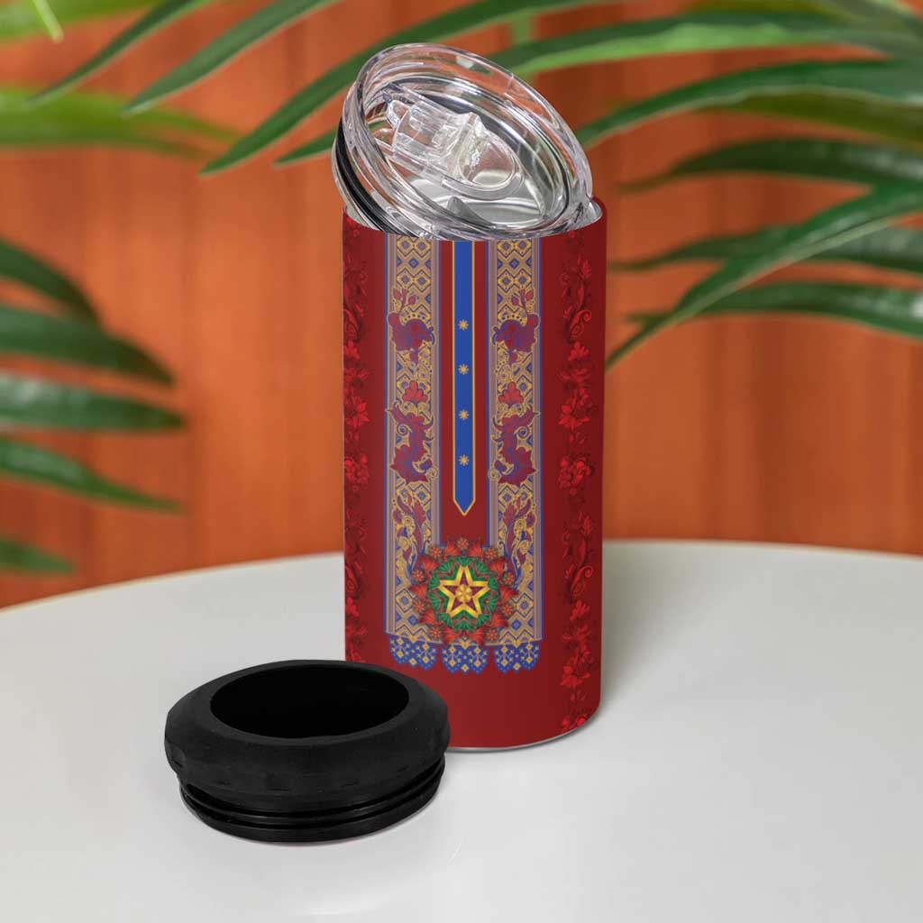 Philippines Christmas 4 in 1 Can Cooler Tumbler Parol Xmas Barong Style - Wonder Print Shop
