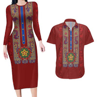 Philippines Christmas Couples Matching Long Sleeve Bodycon Dress and Hawaiian Shirt Parol Xmas Barong Style - Wonder Print Shop