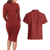 Philippines Christmas Couples Matching Long Sleeve Bodycon Dress and Hawaiian Shirt Parol Xmas Barong Style - Wonder Print Shop