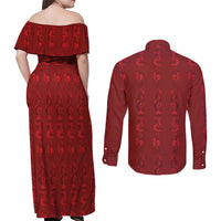 Philippines Christmas Couples Matching Off Shoulder Maxi Dress and Long Sleeve Button Shirt Parol Xmas Barong Style - Wonder Print Shop